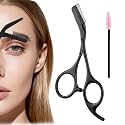 1Pcs Eyebrow Trimming Scissors with Comb Includes Shaping Spiral Brow Brush, Scissor & Comb in One, Ideal Present for Women & Men (Black)