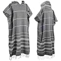 1pcs Large Turkish Cotton Poncho Towel Surf Poncho Changing Robe with Hood and Front Pocket Absorbent Wearable Towel Hooded Beach Towel for Adult Man Women Beach Pool and Swim(Grey, L)