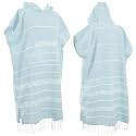 1pcs Large Turkish Cotton Poncho Towel Surf Poncho Changing Robe with Hood and Front Pocket Absorbent Wearable Towel Hooded Beach Towel for Adult Man Women Beach Pool and Swim(Blue,L)