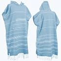 1pcs Large Turkish Cotton Poncho Towel Surf Poncho Changing Robe with Hood and Front Pocket Absorbent Wearable Towel Hooded Beach Towel for Adult Man Women Beach Pool and swim (Emerald Blue, Large)
