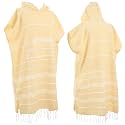 1Pcs Large Turkish Cotton Poncho Towel Surf Poncho Changing Towel Robe with Hood and Front Pocket Absorbent Wearable Hooded Beach Towel for Adult Man Women Beach Pool Swim(Yellow, M)
