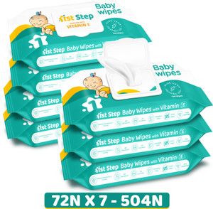 1st step baby wet wipes with lid enriched with aloe-vera and jojoba oilpack of 7