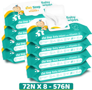1st step baby wet wipes with lid enriched with aloe-vera and jojoba oilpack of 8