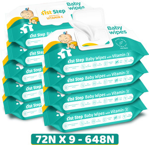 1st step baby wet wipes with lid enriched with aloe-vera and jojoba oilpack of 9