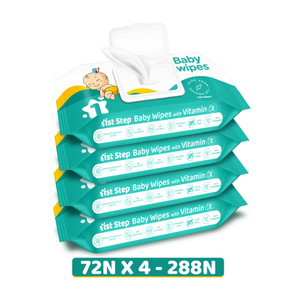 1st step baby wet wipes with lid enriched with aloe-vera and jojoba oilpack of 4