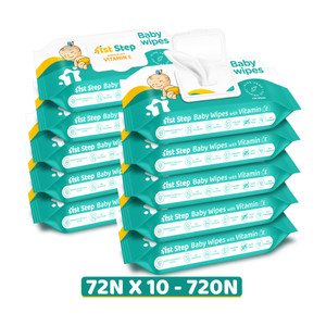 1st step baby wet wipes with lid enriched with aloe-vera and jojoba oilpack of 10