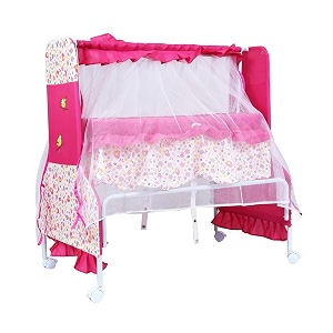 1st step cradle with swing and mosquito net pink