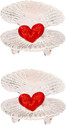 1st Time Loving Pearl RedHeart In Caring Sea Shell (Set Of 2)-JH Decorative Showpiece  -  3 cm
