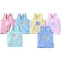 1stbabystore Baby's Cotton Printed Vest Top (Coloured, 6-12 Months) - Set of 6
