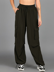 1stLov Regular Fit Women Dark Green Trousers