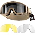 1TG Tactical Airsoft Goggles Anti Fog ANSI Z87.1 with 3 Impact Lenses