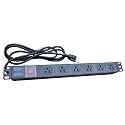 1U Horizontal Rack Mount PDU 6 Outlet Power Distribution Unit with Switch, 6 Feet Power Cord, On/Off Switch, Black
