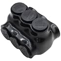2/0-6AWG Insulated 3 Port Inline Splice Connector Black Wire Connectors,Allen Hex 3/16" Insulated Cable Connectors Pre-Loaded Oxide Inhibitors,UL Listed(1pcs)