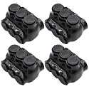 2/0-6AWG Insulated 3 Port Inline Splice Connector Black Wire Connectors,Allen Hex 3/16" Insulated Cable Connectors Pre-Loaded Oxide Inhibitors,UL Listed(4pcs)