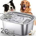 2.06 Gallon Stainless Steel Dog Water Fountain for Large Dogs, 7.8L Automatic Dog Water Bowl with Top-Fill Water Level Window, Quiet Pump and 2 Filters