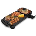 Casafoyer 2 in 1 1300W Electric Hot Pot with Grill Smokeless Non-Stick Korean BBQ Grill Shabu Shabu Hot Pot with 5 Firepower Levels for 2-6 People