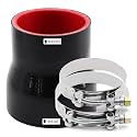 2-1/2 to 3 inches Straight Black Silicone Reducer Coupler with 2 T-Bolt Clamps 4 Layers of Polyester Reinforcement Suitable High Level Turbo Pipe