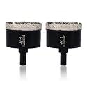 2-1/8" Diamond Hole-Saw Bits with Pilot Drill Bit - 2pc 2-1/8 in Diamond Tipped Tile Hole Saws with Guiding Bit for Accurate Drilling, for Porcelain Tile Ceramic Pots Granite Stone Glass Bottles 55mm.