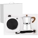 2-in-1 Aluminum Moka Pot Set with Electric Stove Classic