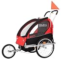 2-in-1 Bike Kids Trailer, Canopy Child Bicycle Trailer, Universal Bicycle Coupler, Breathable Mesh Tow Behind Foldable