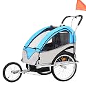 2-in-1 Bike Kids Trailer, Canopy Child Bicycle Trailer, Universal Bicycle Coupler, Breathable Mesh Tow Behind Foldable