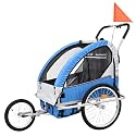 2-in-1 Bike Kids Trailer, Canopy Child Bicycle Trailer, Universal Bicycle Coupler, Breathable Mesh Tow Behind Foldable