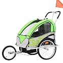 2-in-1 Bike Kids Trailer, Canopy Child Bicycle Trailer, Universal Bicycle Coupler, Breathable Mesh Tow Behind Foldable