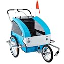 2-in-1 Bike Kids Trailer, Canopy Child Bicycle Trailer, Universal Bicycle Coupler, Breathable Mesh Tow Behind Foldable
