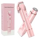 2 in 1 Bikini Trimmer for Women Dual Head Shaver Electric Razors Lady Pubic Hair, Ipx7 Waterproof Bikini Underarm Arm Leg Face Body Pink