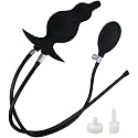 2 in 1 Butt/Anal Plug Inflatable for Enema Douche, Liquid Silicone Anal Sex Toy for Sex Play Anus/Vagina Expander/Dilator/Flusher, Ideal for Couples, Anal Training, and Vaginal Wash, Black