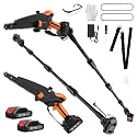 2 IN 1 8" Mini Chainsaw &amp; Pole Saw Battery Powered with 2 x 21V Batteries