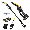 2-in-1 Cordless Pole Saw & Mini Chainsaw, Brushless Electric Chainsaw with 2 x 2.0Ah Battery, 6 Inch Guide Bar & 4.9-7.5ft Adjustable Extension Pole for Tree Trimming, Limb Pruning Yellow