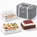 2 in 1 Cupcake Holder with Lid Rectangle Cake Carrier with Insulated Bag