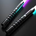 2 in 1 Dueling Lightsaber, Double Light Sabers for Kids Christmas Birthday Gifts, Metal Hilt Force Fx Rechargeable 2Packs Lightsabers with 12 Colors Light Saber for Adults Toys Halloween Cosplay Party