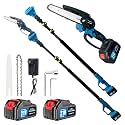 2-in-1 Electric Pole Saws for Tree Trimming, 6 Inch Mini Chainsaw Cordless with Extension Pole, 21V/4000mAh Brushless Pole Saw Battery Powered