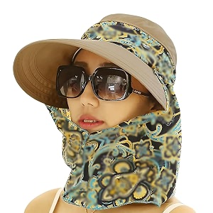 2 in 1 foldable sun hat with neck flap beach fishing hat large brim uv protection hat gardening walking hat
