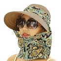 2 in 1 Foldable Sun Hat with Neck Flap Beach Fishing Hat Large Brim UV Protection Hat Gardening Walking Hat