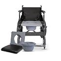 VMS Careline 2-in-1 Foldable Wheelchair with Removable Commode Seat |Powder-Coated Steel Frame | Lightweight Portable Wheelchair for Elderly, Disabled &amp; Patients | Cushioned Seat, Armrests, Indoor/Outdoor Use | 100kg Capa
