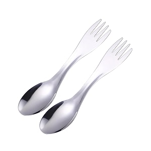 2 in 1 fork and spoon combo 2-pack stainless steel camping utensil spork for backpacking hiking outdoors 2