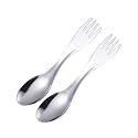 2 in 1 Fork and Spoon Combo 2-Pack Stainless Steel Camping Utensil, Spork for Backpacking, Hiking, Outdoors (2)