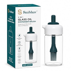 2 in 1 glass oil dispenser brush 230ml silicone brush