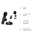 2 in 1 K8 Wireless Microphone, Digital Mini Portable Recording Clip Mic with Receiver for All Type-C Lightning Mobile Phones Camera Laptop Vlogging Mike