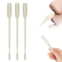2-in-1 Manual Nose Hair Trimmer for Men and Women, 360 Rotating Dual-Sided Blade Trimmer for Home and Travel (Beige, 3 Pcs)