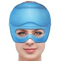 2 in 1 Migraine Relief Cap with Gel Eye Mask, Headache Relief Cap Ice Head Wrap Hot and Cold Therapy Hat Gift for Women for Headache Puffy Eyes Sinus and Tension Stress Relief (Sky Blue)