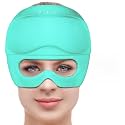 2 in 1 Migraine Relief Cap with Gel Eye Mask, Headache Relief Cap Ice Head Wrap Hot and Cold Therapy Hat Gift for Women for Headache Puffy Eyes Sinus and Tension Stress Relief (Mint Green)