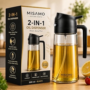 misamo enterprise 2-in-1 oil dispenser amp sprayer for kitchen 500ml black