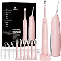 2-1 Oral Clean Kit- Water Dental flosser &amp; Electric Toothbrush Combo- Brushing &amp; Flossing- for Teeth Cleaning and Gum Health (Pink)