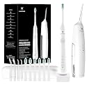 2-1 Oral Clean Kit- Water Dental flosser &amp; Electric Toothbrush Combo- Brushing &amp; Flossing- for Teeth Cleaning and Gum Health (White)