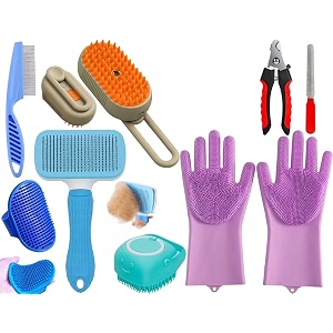 7 pcs pet grooming kit for dogs amp cats nail clipper dogs bath amp massage brushdog hair brush pets hair steam brush grooming comb bath gloves amp pet bath brush complete grooming accessories set