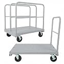 2-in-1 Platform Truck, 2200 LBS Heavy Duty Steel Panel Dolly, 36 x 24 Inch Panel Truck Cart with 3 Handrails &amp; Rubber Swivel Casters, for Factory, Warehouse, Garage, Moving and Storage